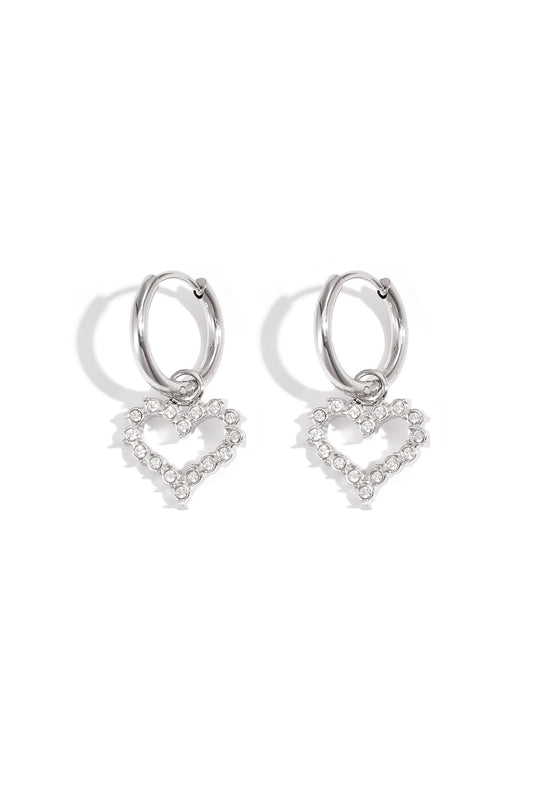 Elegant Heart-Shaped Rhinestone Drop Earrings