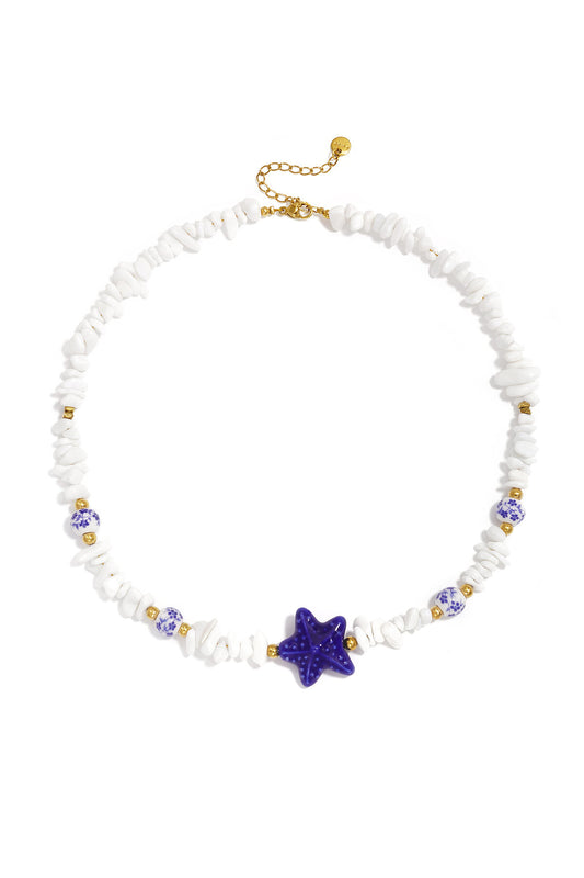 Elegant White Starfish Beaded Necklace for Summer