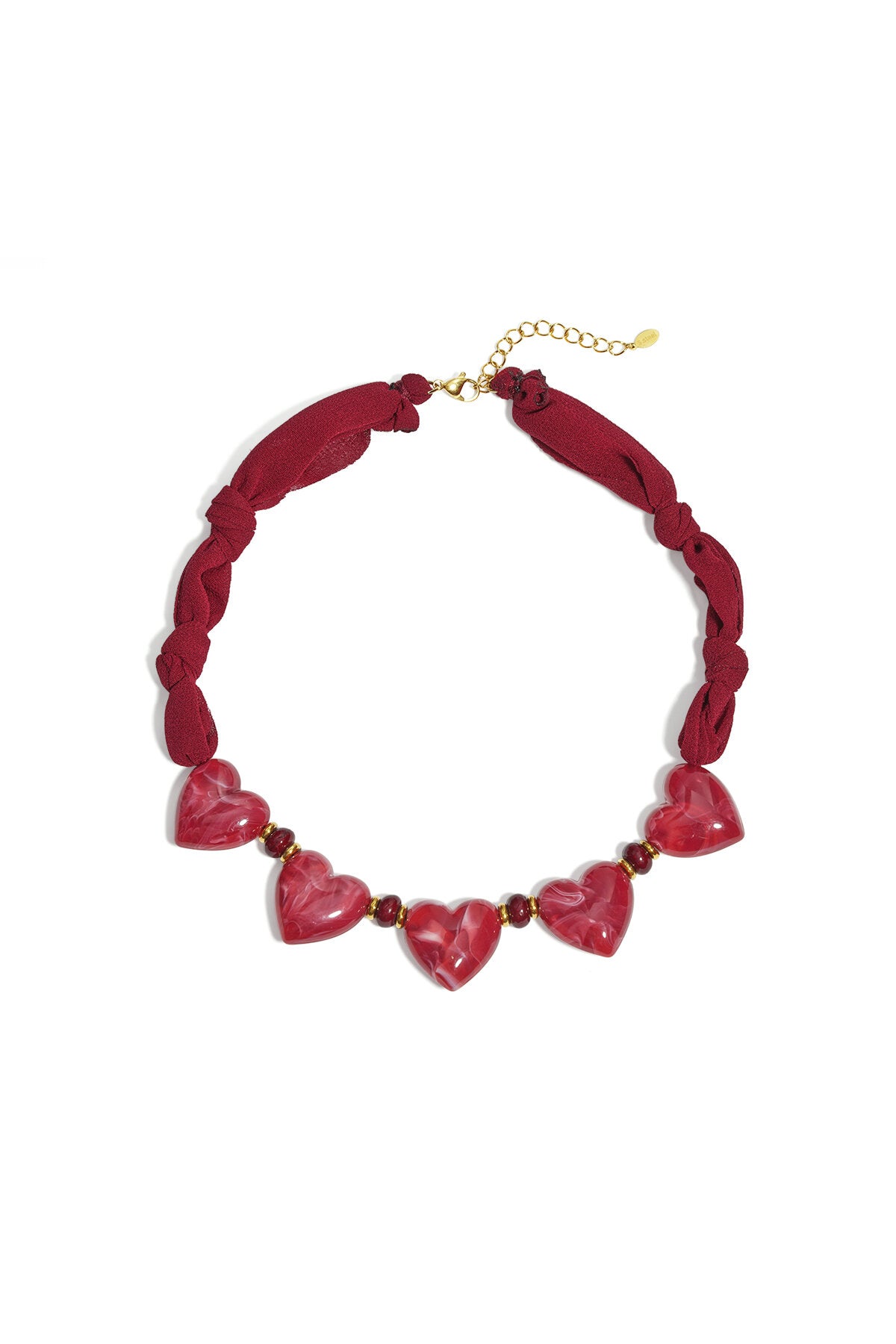 Elegant Heart Braided Necklace in Wine Red & Dark Blue