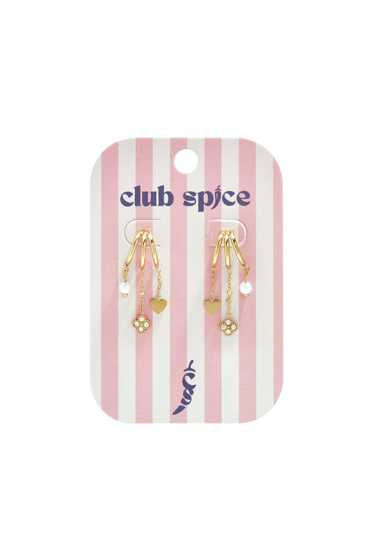 Elegant Heart & Clover Drop Earrings - All Fit