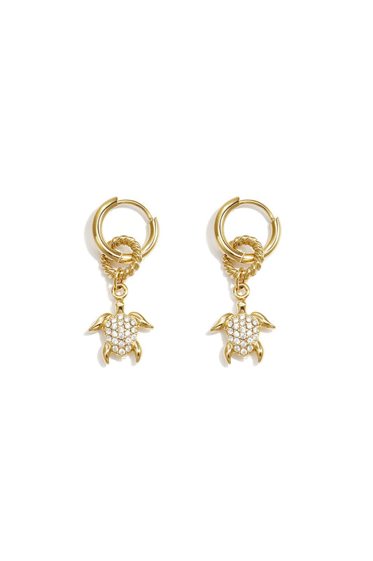 Earrings With A Dangling Turtle