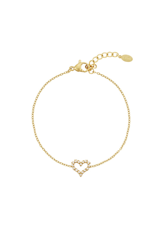 Elegant Heart Charm Bracelet in Silver & Gold