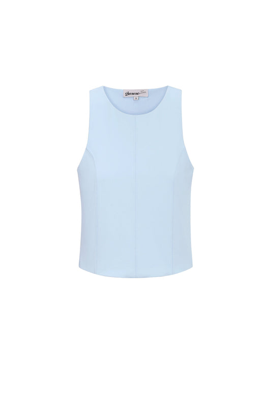 Chic Spring/Summer Sleeveless Knit Top in Baby Blue, Dark Khaki & Light Purple