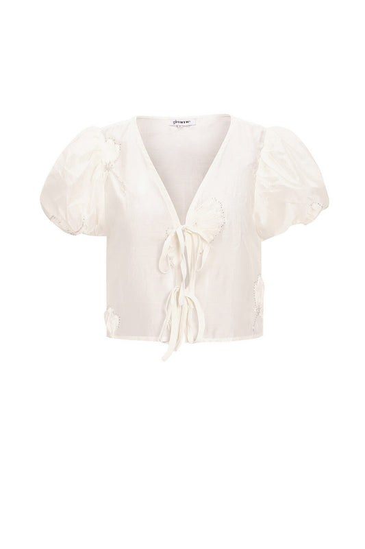 Eco-friendly Bohemian White Short Sleeve Top