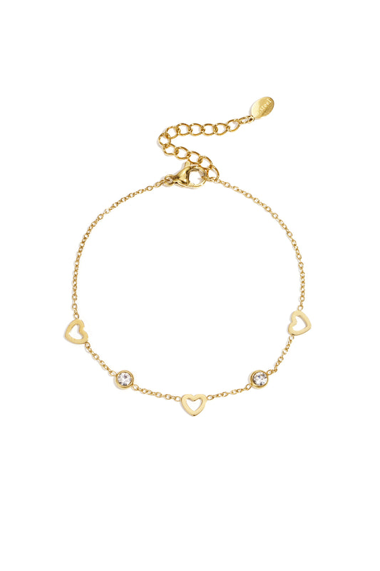 armband met hart en diamant bedels