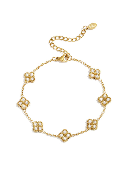 Elegant All-Fit Zircon Charm Bracelet - Silver & Gold