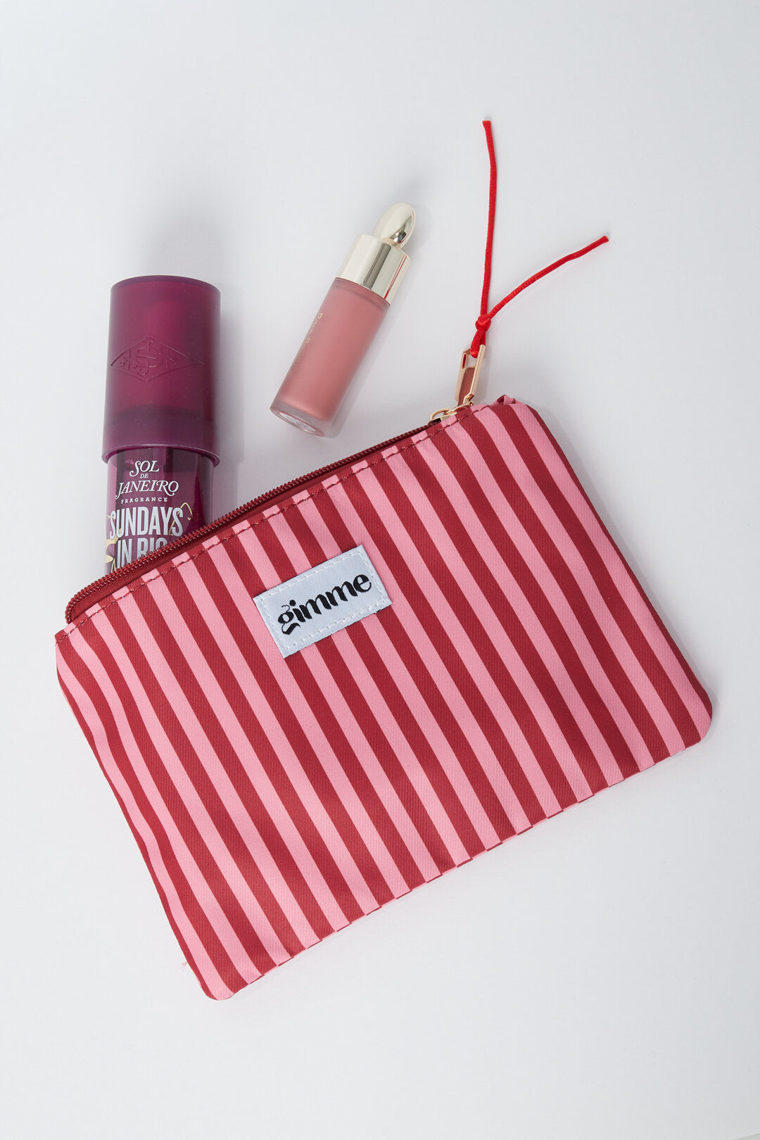 Stylish Pink Stripe Makeup Bag for Daily Use
