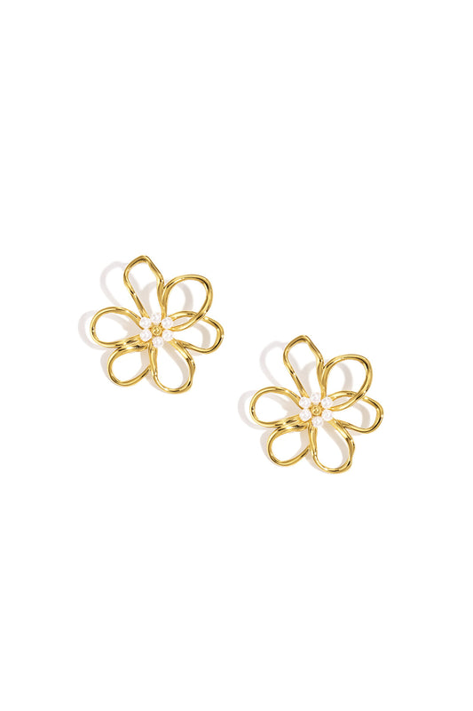 Lumé Gold Stainless Steel Flower Stud Earrings