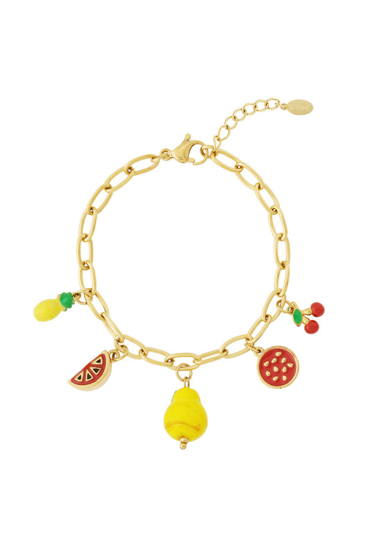 Charming 14K Gold Plated Fruit Charm Bracelet