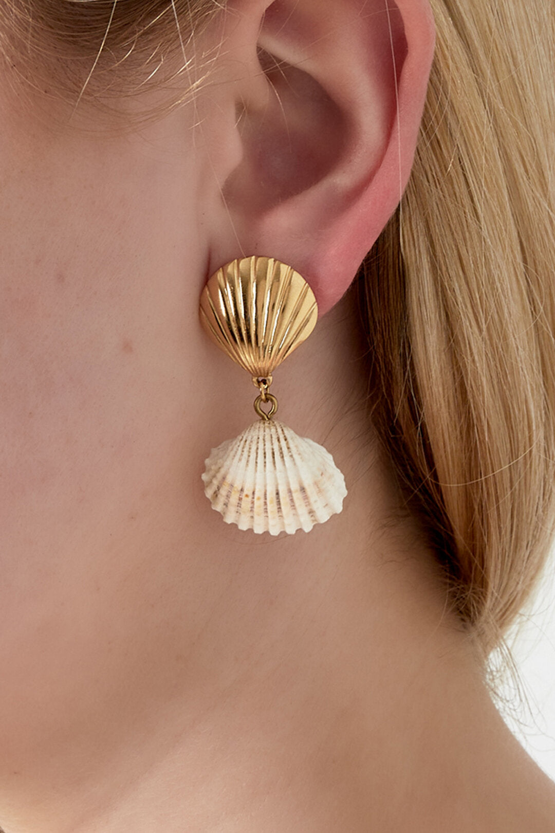 14K Gold Plated Seashell Drop Earrings for Women