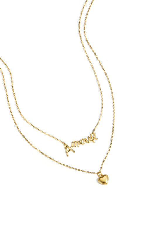 Elegant Multi-Layered Letter & Heart Necklace