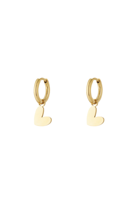 Elegant Heart-Shaped Drop Earrings, Silver & Gold