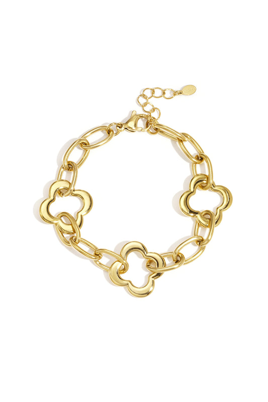 Elegant Gold & Silver Clover Chain Bracelet for Women