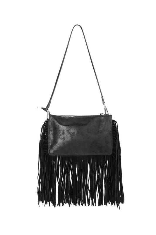 Stylish All-Fit Black Shoulder Bag with Tassel