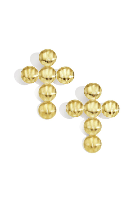 Stylish Gold Stainless Steel Cross Stud Earrings