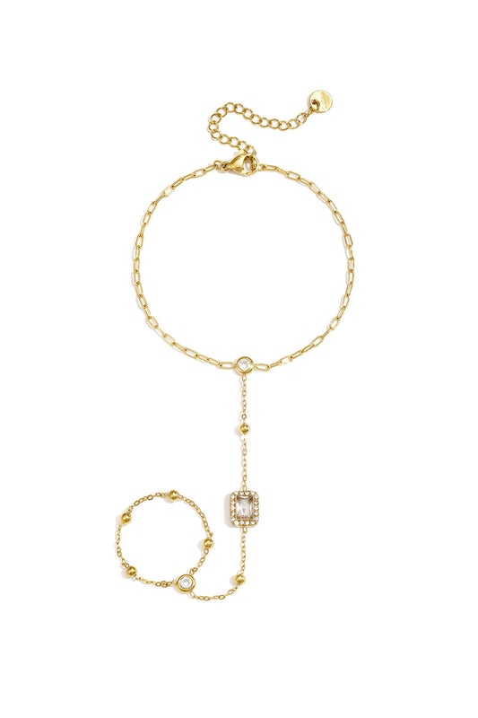 Elegant Rhinestone Hand Chain in Silver & Gold