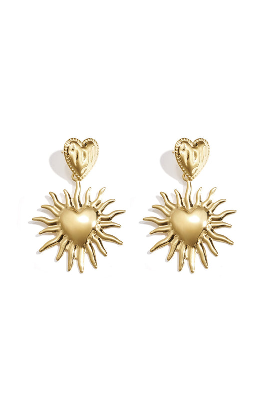 Stylish Gold Heart Drop Earrings for Women