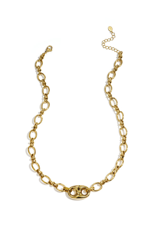 Elegant Gold-Toned Stainless Steel Pendant Necklace