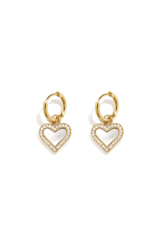 Elegant Heart-Shaped Shell Drop Earrings