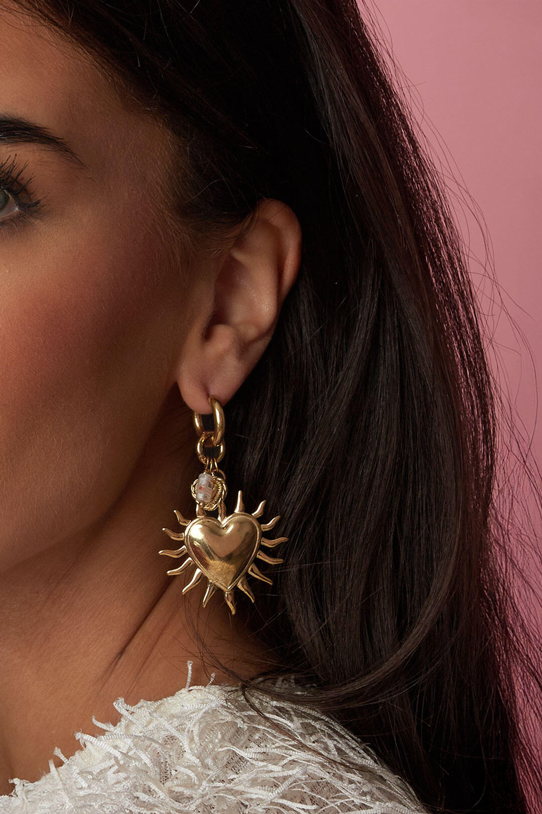 Elegant Gold-Color Heart Dangle Earrings for Women
