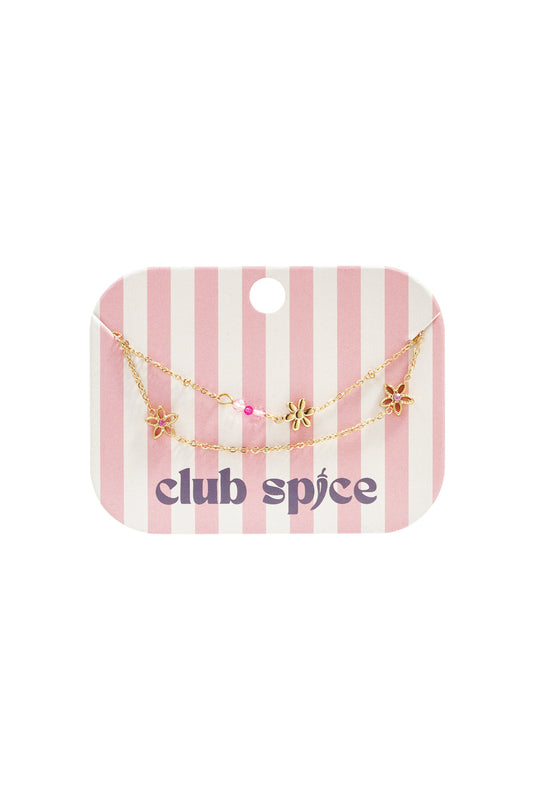 14K Gold Plated Crystal Charm Bracelet for Women