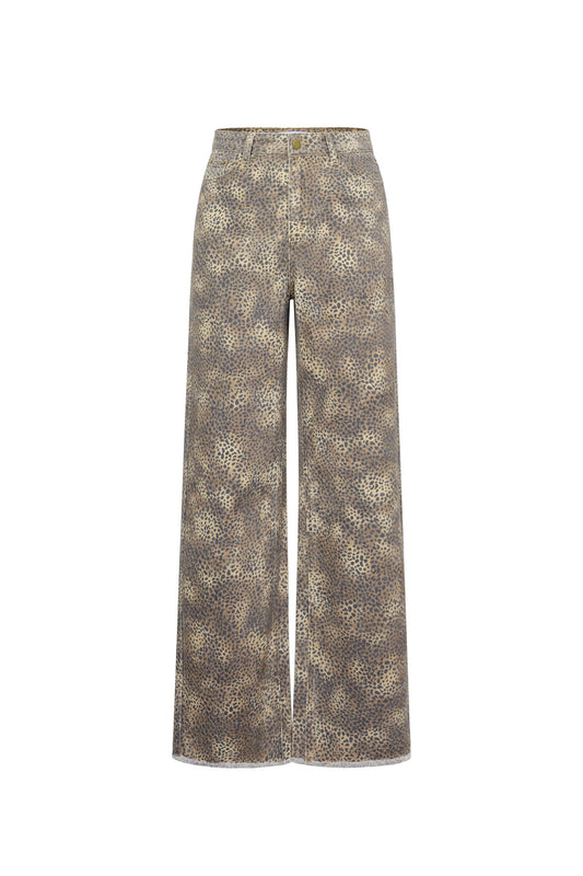 Gimme White & Olive Brown Cotton Casual Denim Pants