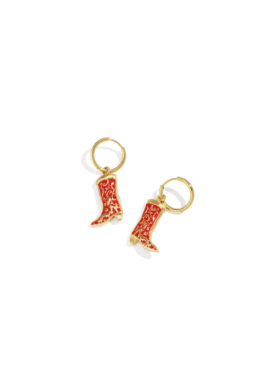 Crimson Enamel Steel Drop Earrings for Everyday Style