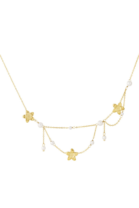 Elegant 14K Gold Plated Flower Pendant Necklace