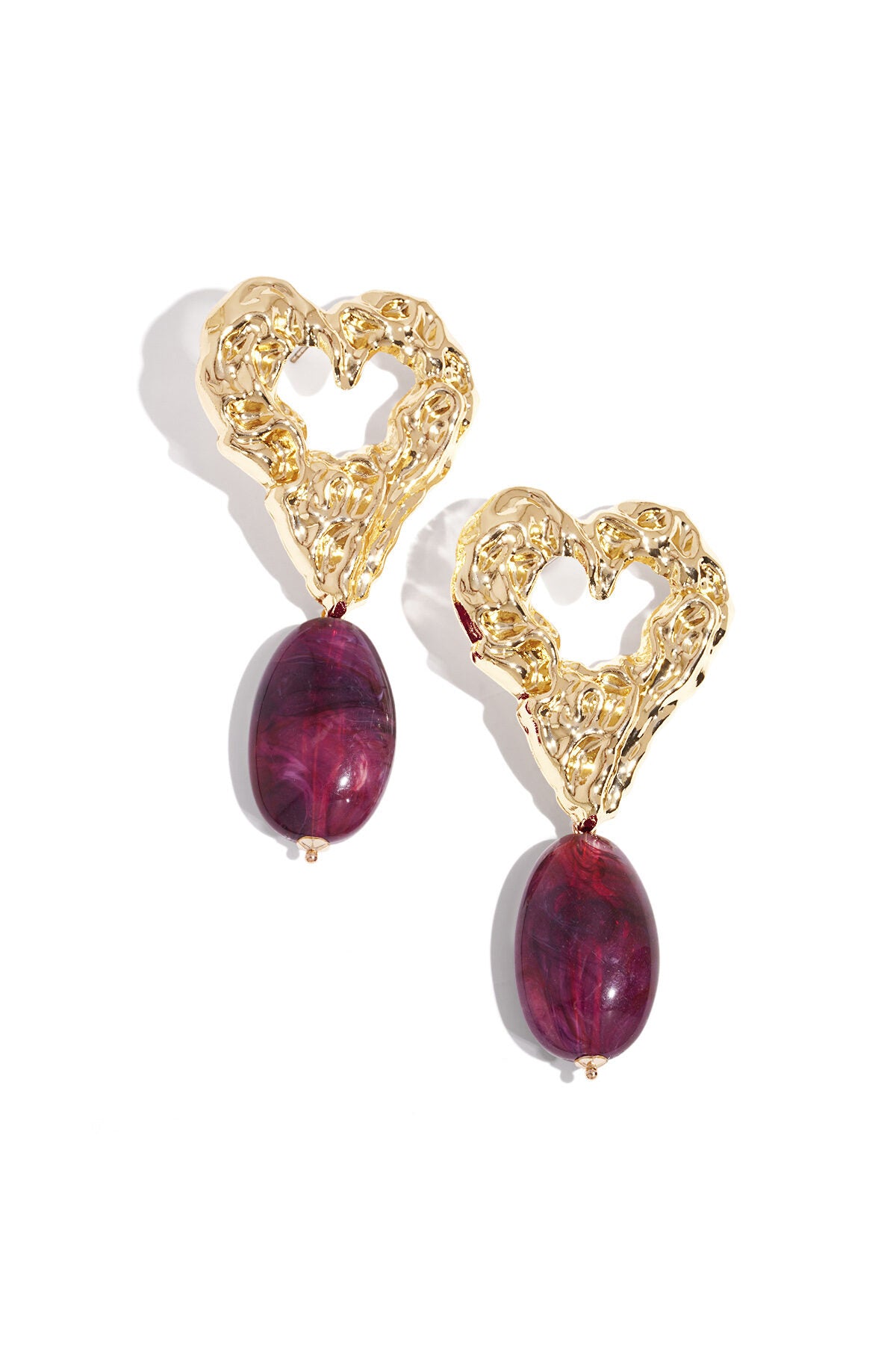 Elegant Wine Red Heart Drop Earrings for Fall