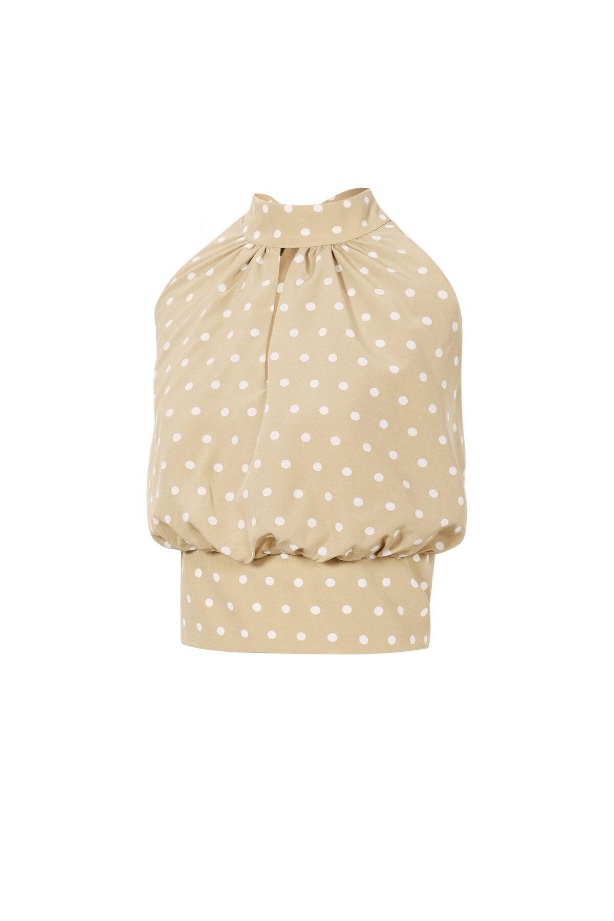 Sexy Khaki Polka Dot Sleeveless Top for Spring/Summer