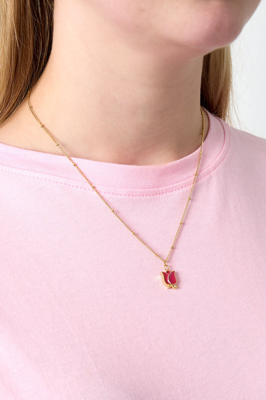 Elegant Gold Color Flower Pendant Necklace