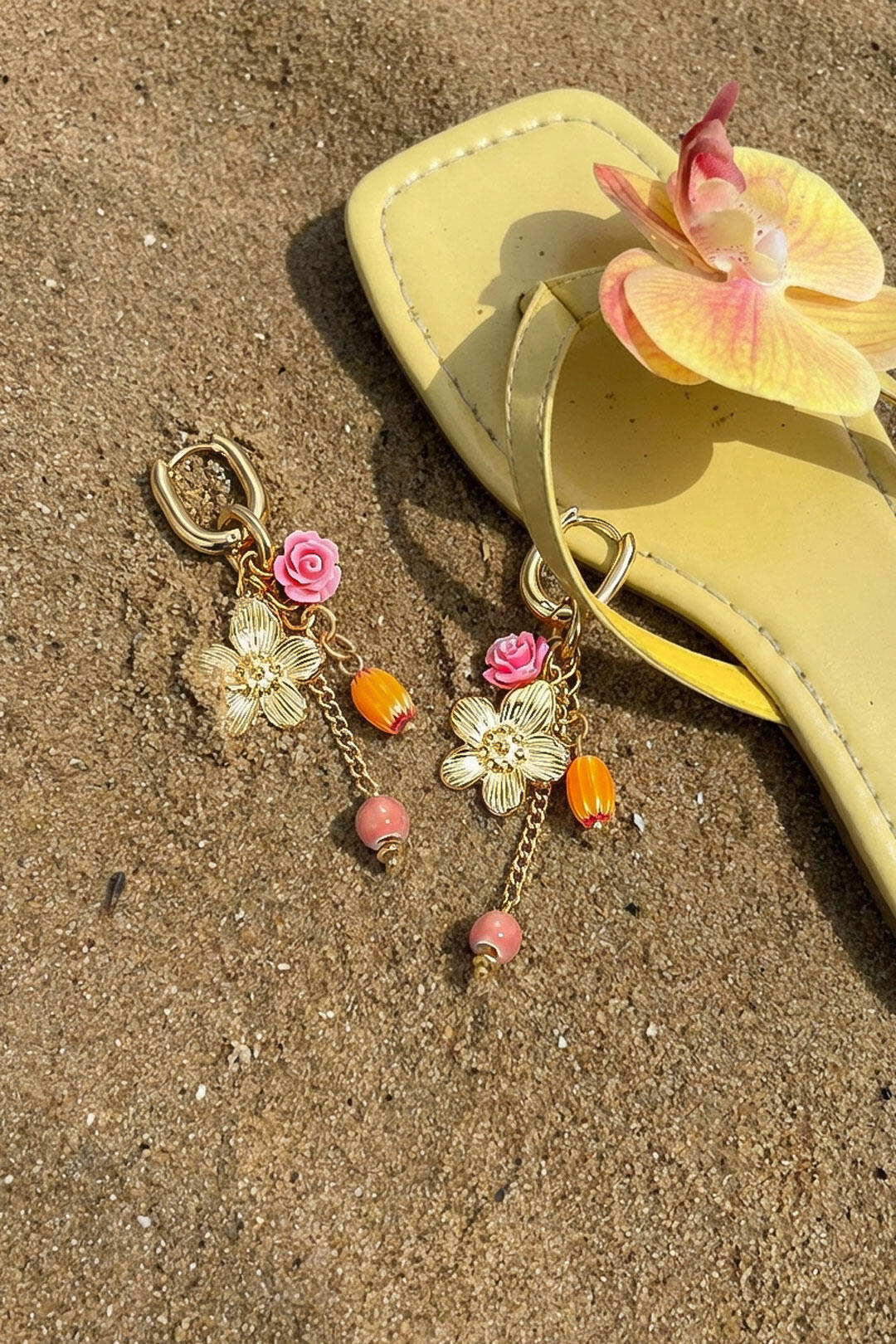 Elegant Brown & Gold Beaded Earrings for Women