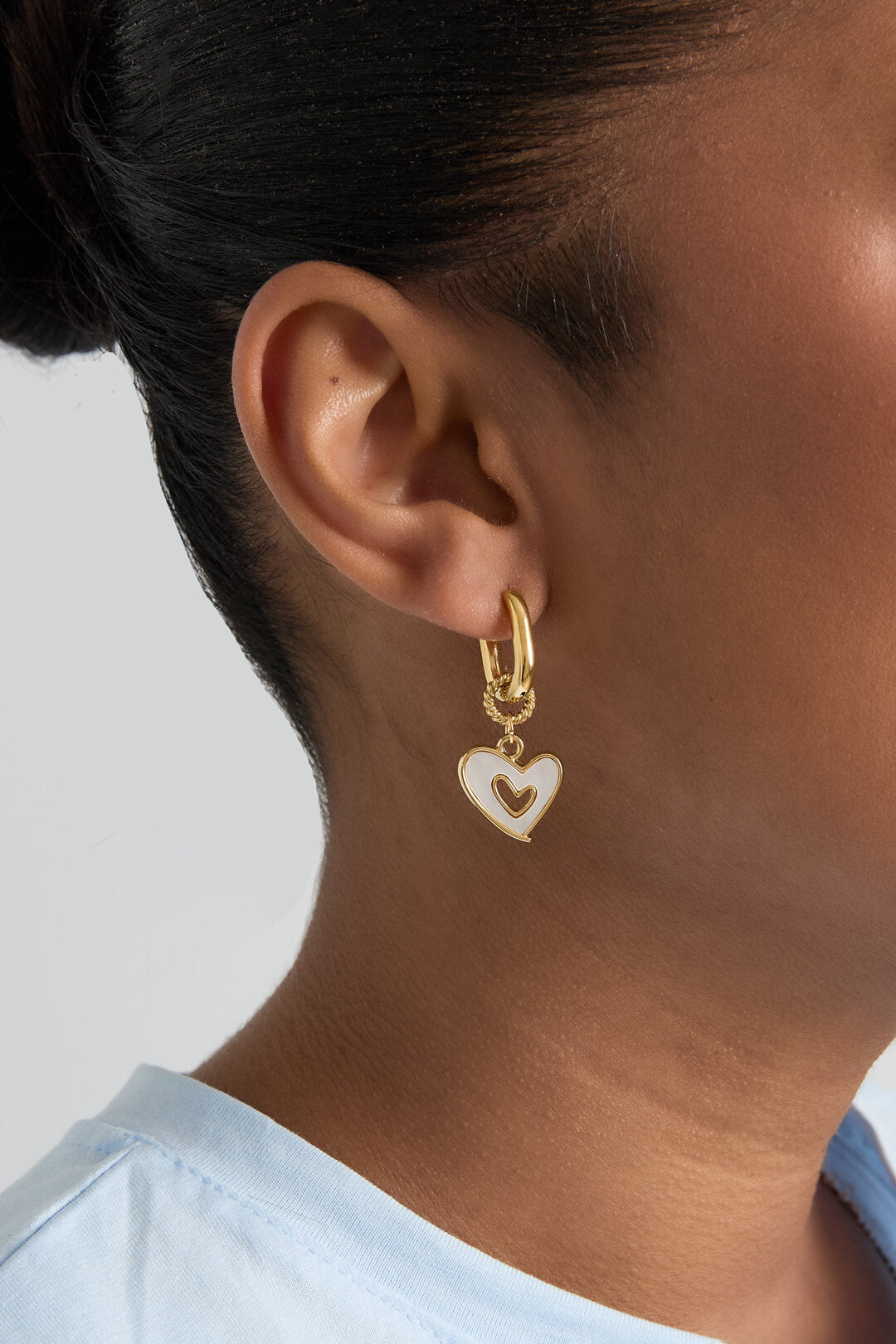 Elegant Gold Heart Shell Drop Earrings for Women
