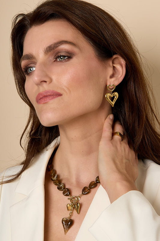 Elegant Heart-Shaped Drop Earrings for Everyday Glamour