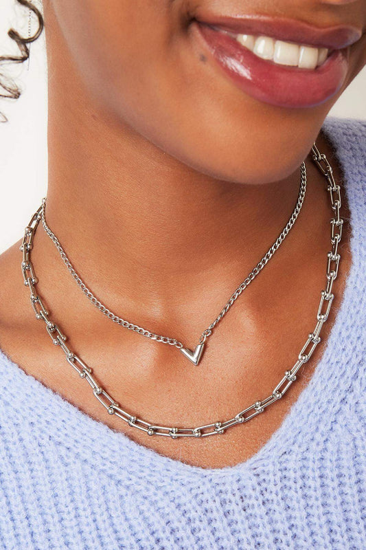 Elegant Stainless Steel Pendant Necklace in Silver & Gold