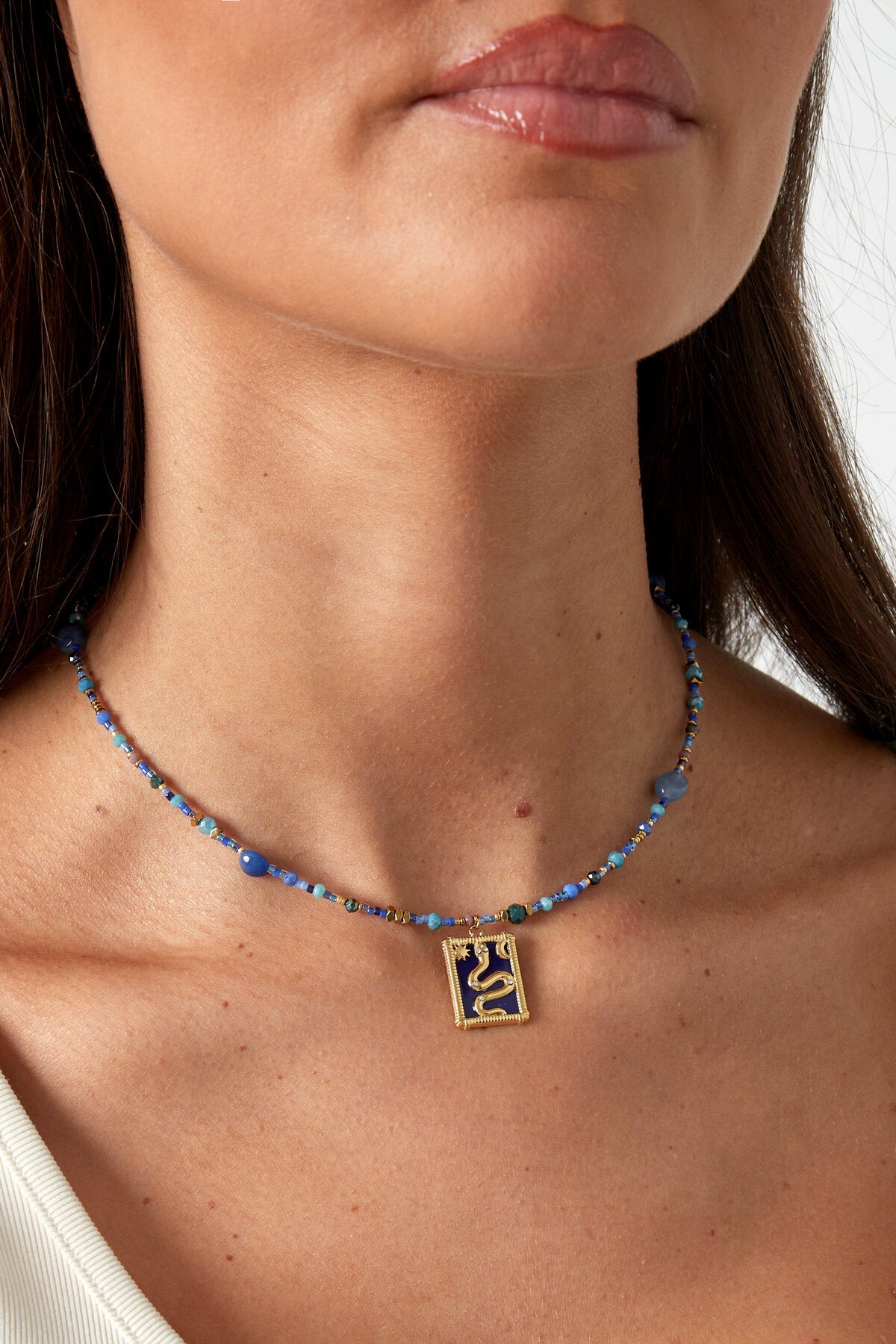 Chic Blue Beaded Necklace for Women - Spring/Summer Statement