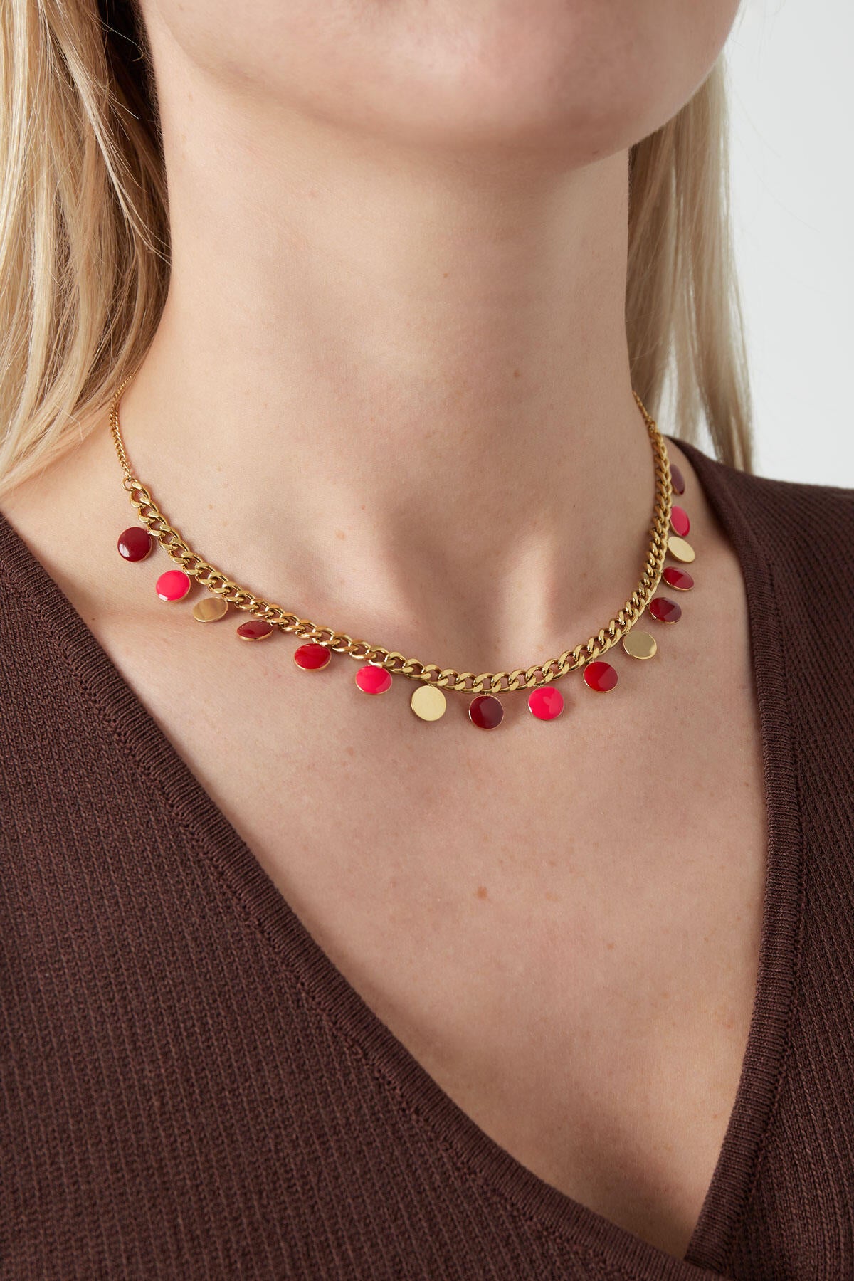 Stylish Gold-Toned Circle Pendant Necklace for Women