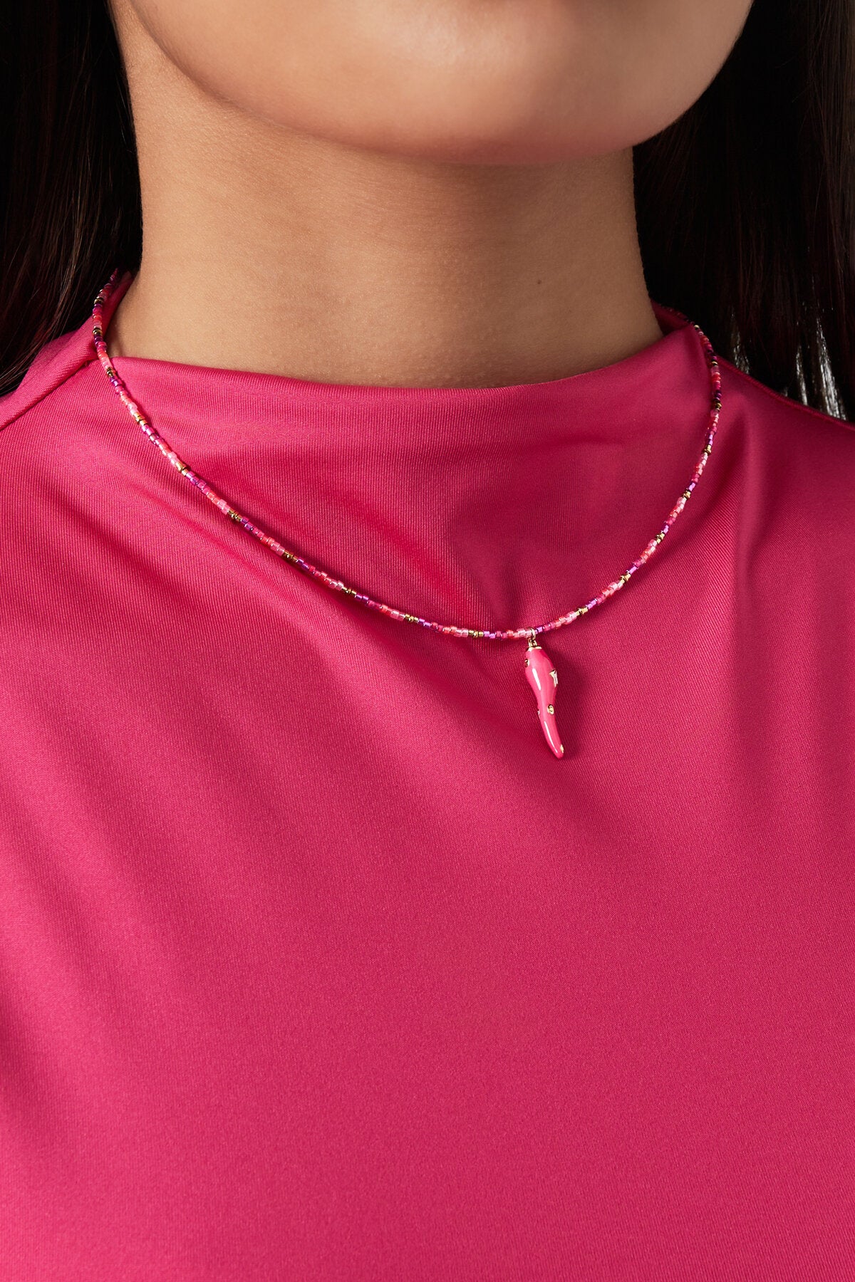 Fuchsia Beaded Necklace for Women - Simple & Stylish