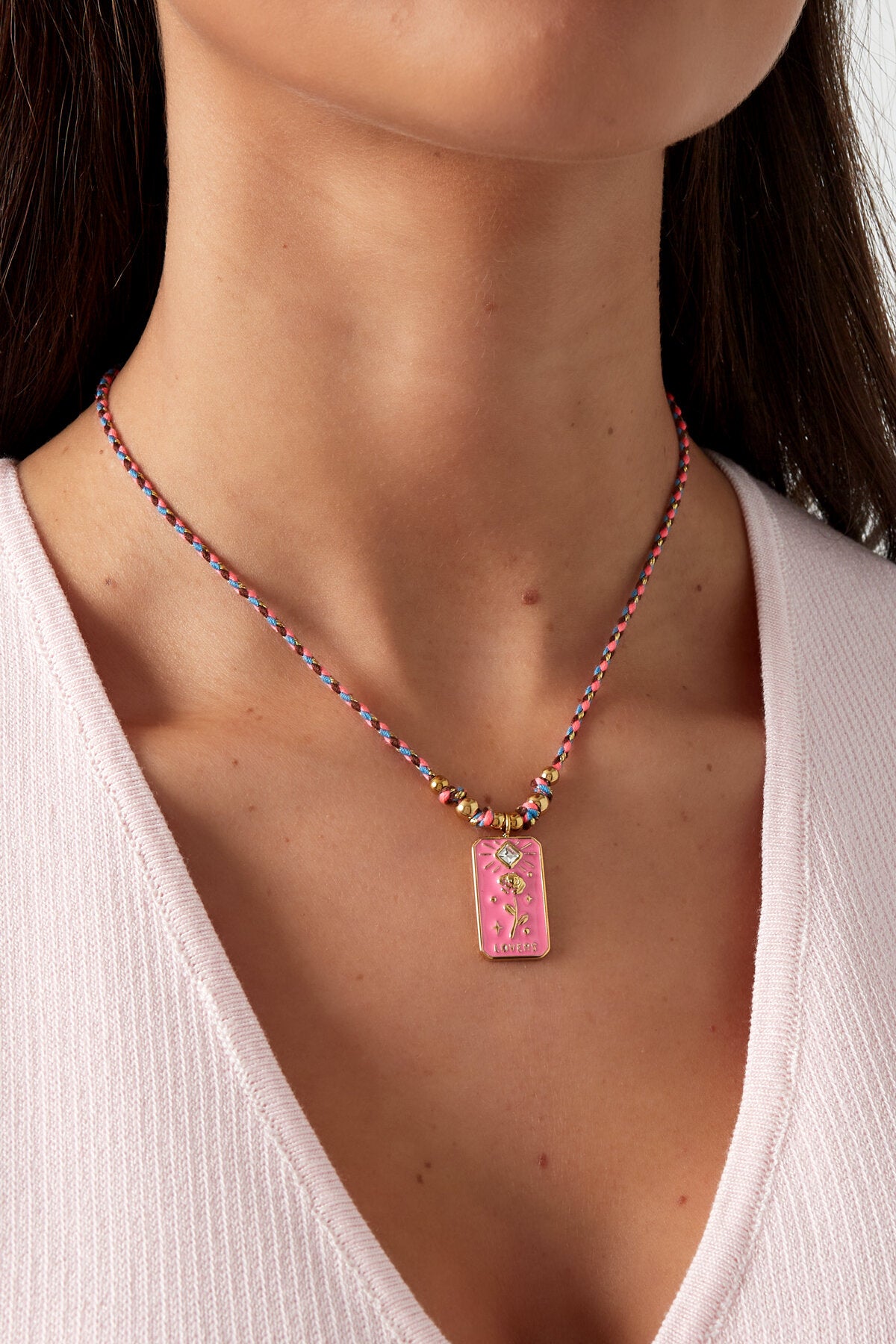 Fuchsia Braided Necklace for Women - Spring/Summer Casual Wear