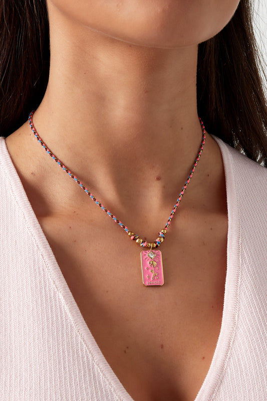 Fuchsia Braided Necklace for Women - Spring/Summer Casual Wear