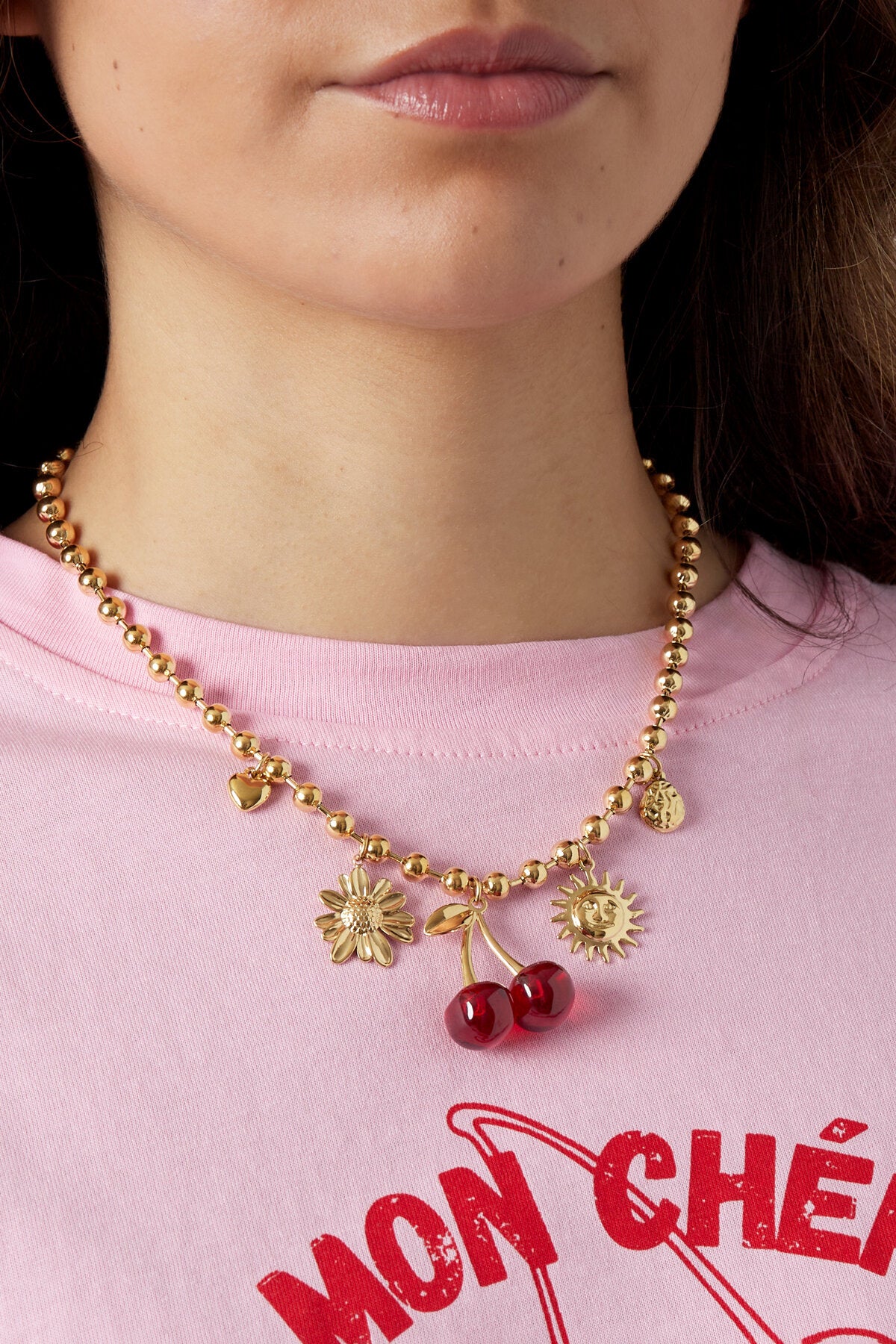 Elegant Cherry Pendant Necklace for Spring/Summer