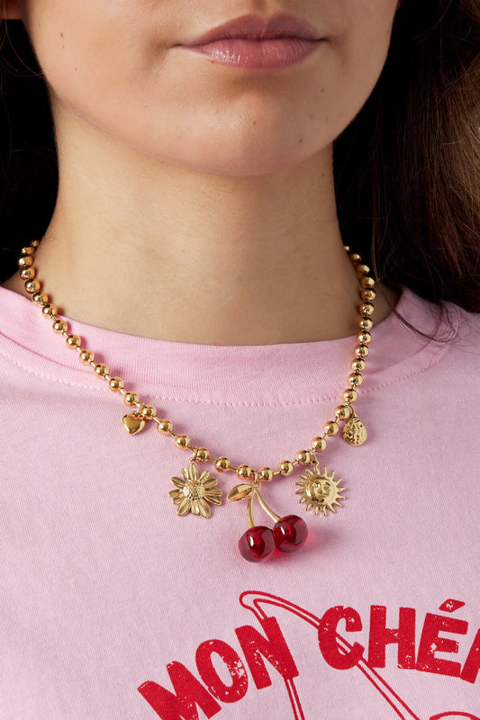 Elegant Cherry Pendant Necklace for Spring/Summer