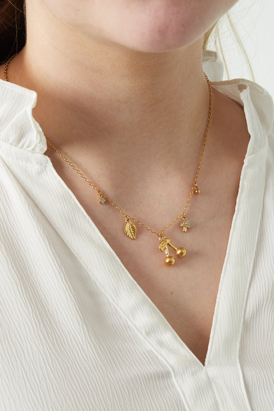 Charming Gold Color Cherry Pendant Necklace