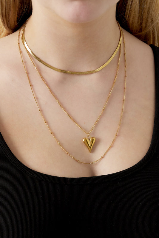 Elegant Gold Layered Heart Necklace for Daily Wear