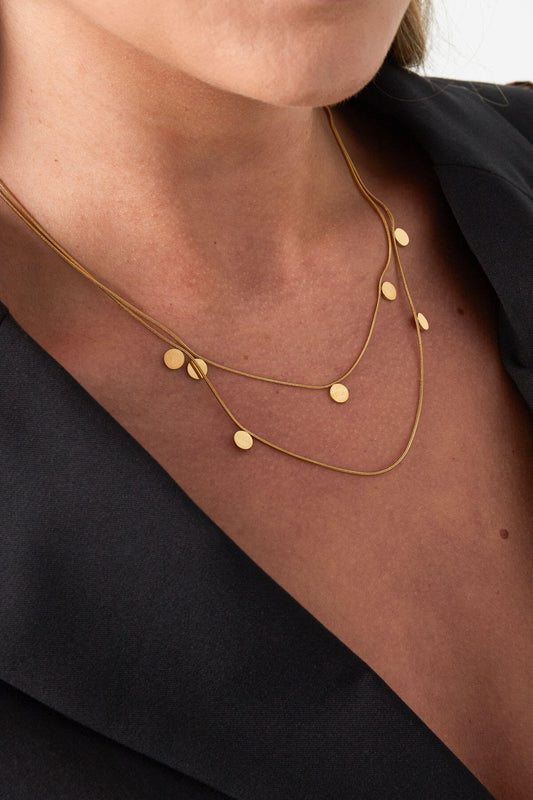 Elegant Multi-Layered Necklace in Silver & Gold
