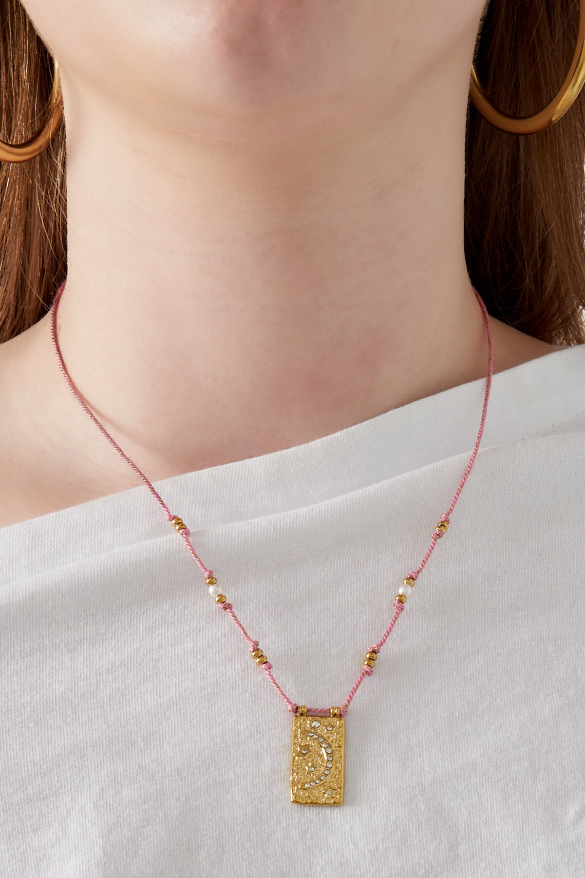 Elegant Braided Necklace in Orange and Fuchsia