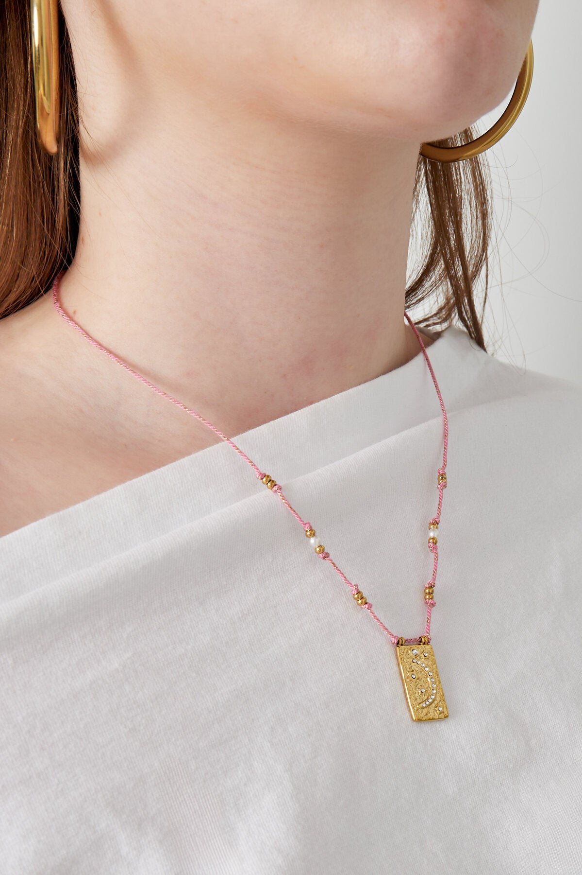 Elegant Braided Necklace in Orange and Fuchsia