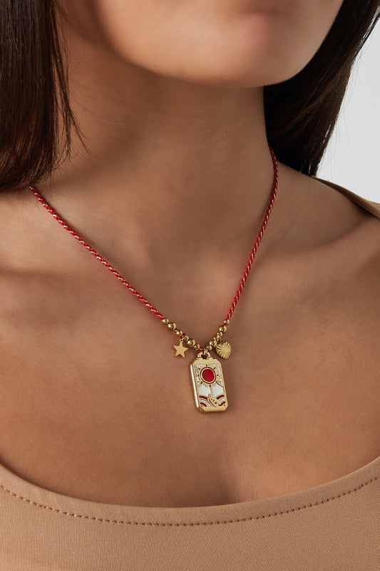 Chic Pink & Red Braided Necklace for Spring/Summer