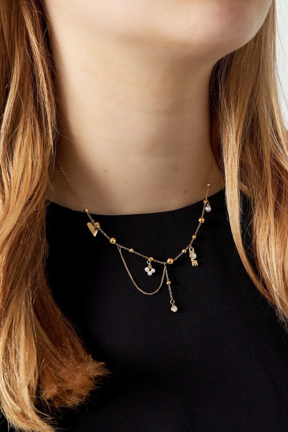 Elegant Irregular Shaped Pendant Necklace - Silver & Gold