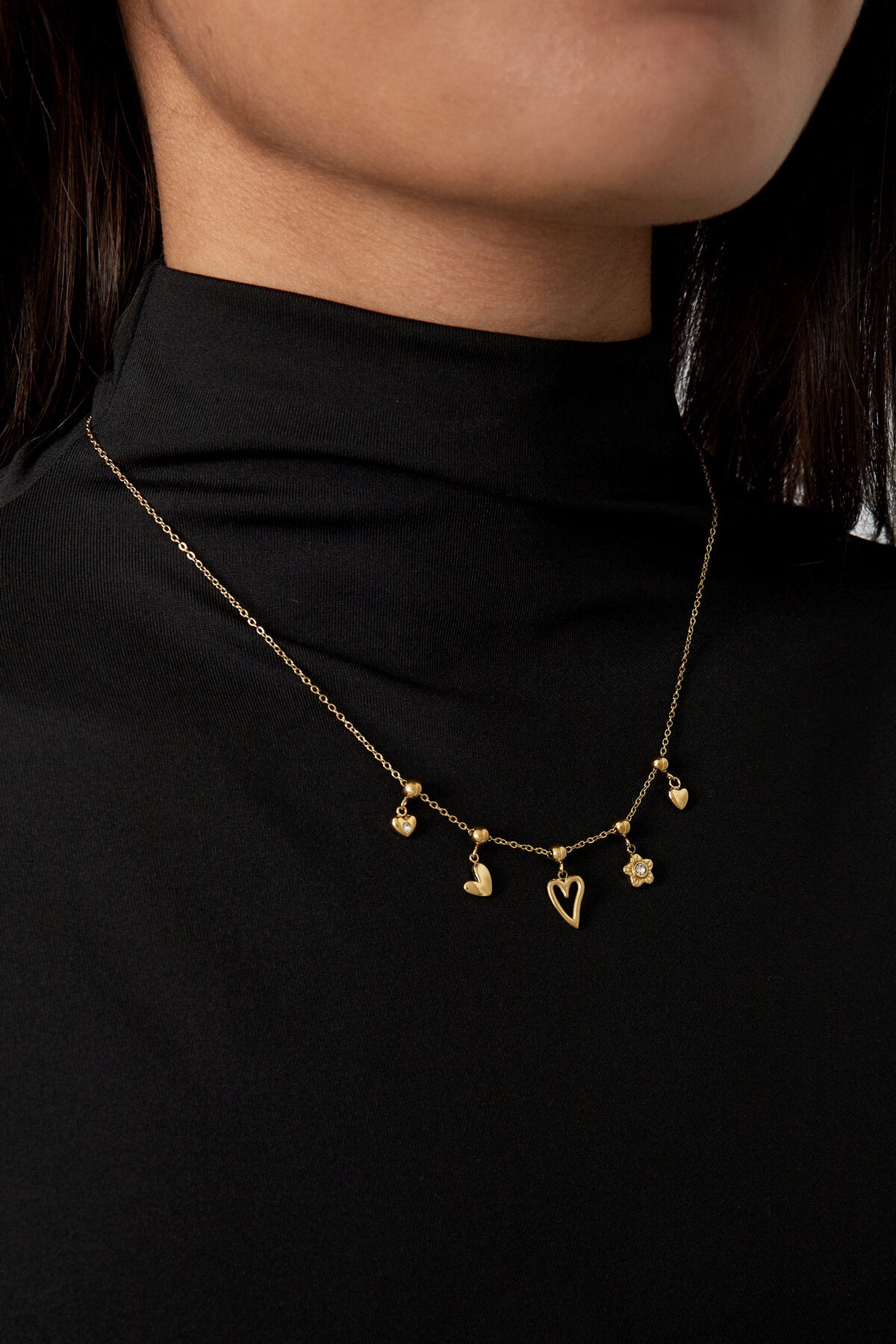 Elegant Heart Pendant Necklace for Women - Silver & Gold